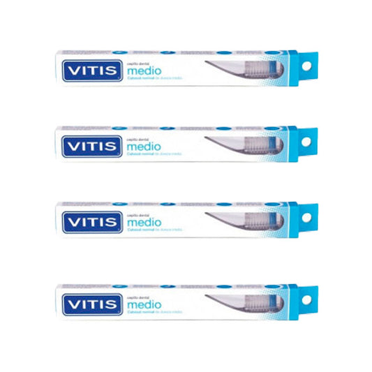 VITIS  Pack Cepillo Dental Medio Uso Diario 4 Unidades