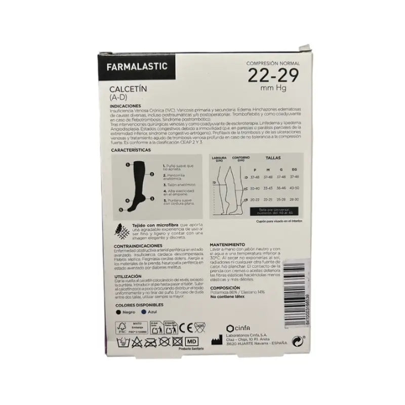 Farmalastic Calcetin Negro, Talla Grande