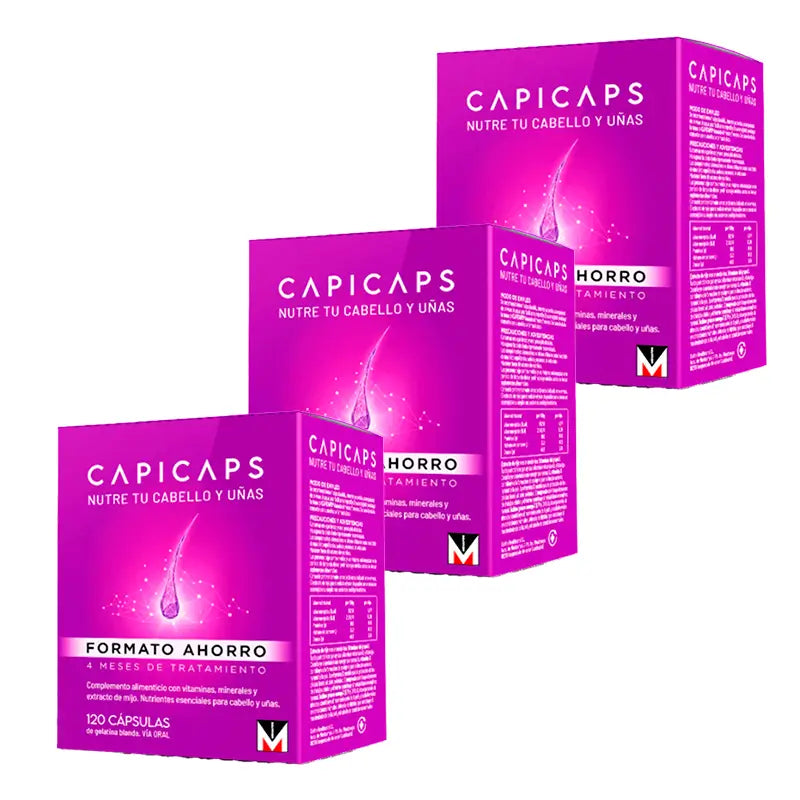 Capicaps Triplo cabello y uñas, 3 x 120 cápsulas