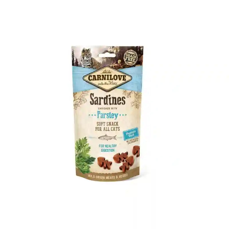 Carnilove Snack Semihumedo Filete de Sardinas con Perejil Para Gatos, 50 gr