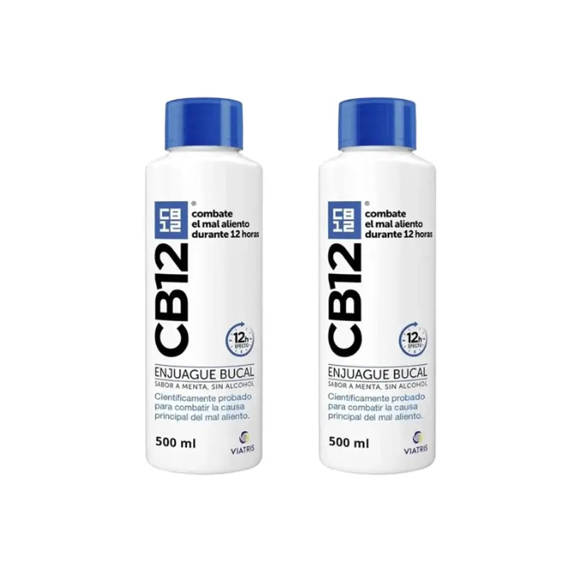 Cb12 Mint Enjuague Bucal Halitosis Sabor Menta, 2X500 Ml