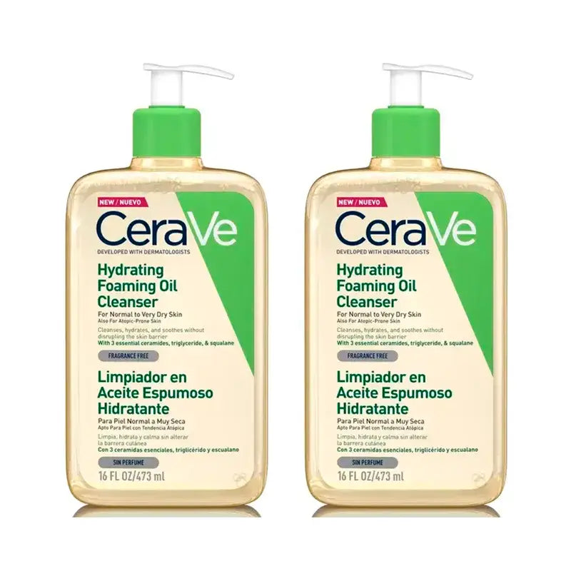 CeraVe Aceite Limpiador Espumoso Hidratante, Pack 2 x 473 ml