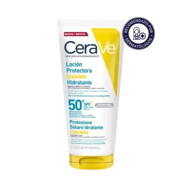 Cerave Loción Protectora Invisible Hidratante Spf 50+, 177 ml
