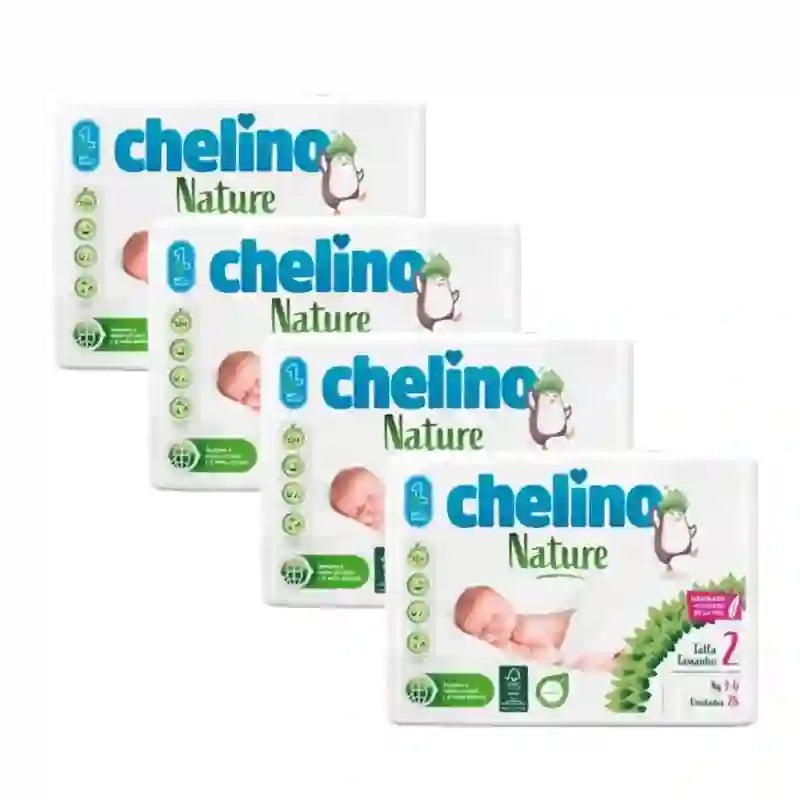 Chelino Nature Pañal Talla 2 (3-6 Kg) , 4X28 Unidades