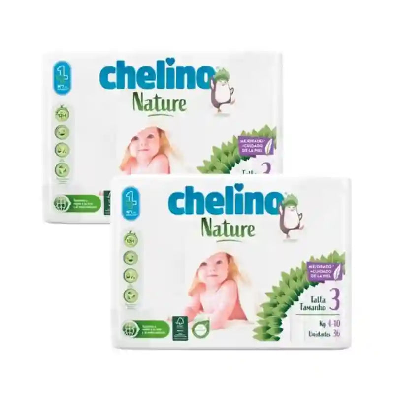Chelino Nature Pañal Talla 3 (4-10 Kg) , 2X36 Unidades