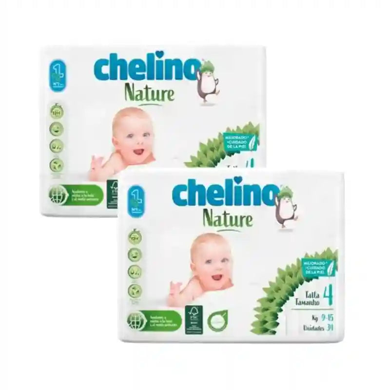 Chelino Nature Pañal Talla 4 (9-15 Kg) , 2X34 Unidades