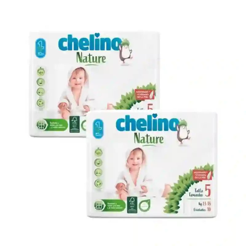 Chelino Nature Pañal Talla 5 (13-18 Kg) , 2X30 Unidades