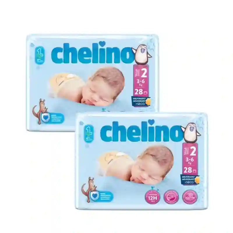 Chelino Pañal Talla 2 (3-6 Kg) , 2X28 Unidades