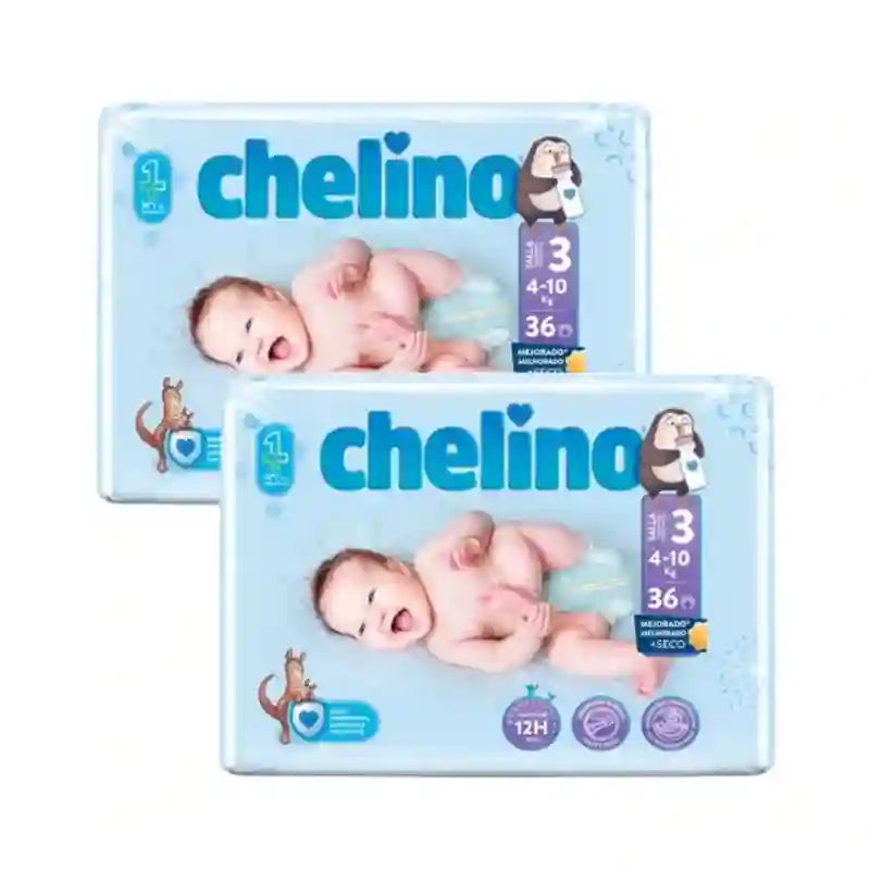 Chelino Pañal Talla 3 (4-10 Kg) , 2X36 Unidades