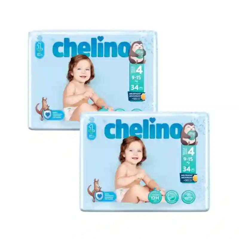 Chelino Pañal Talla 4 (9-15 Kg) , 2X34 Unidades