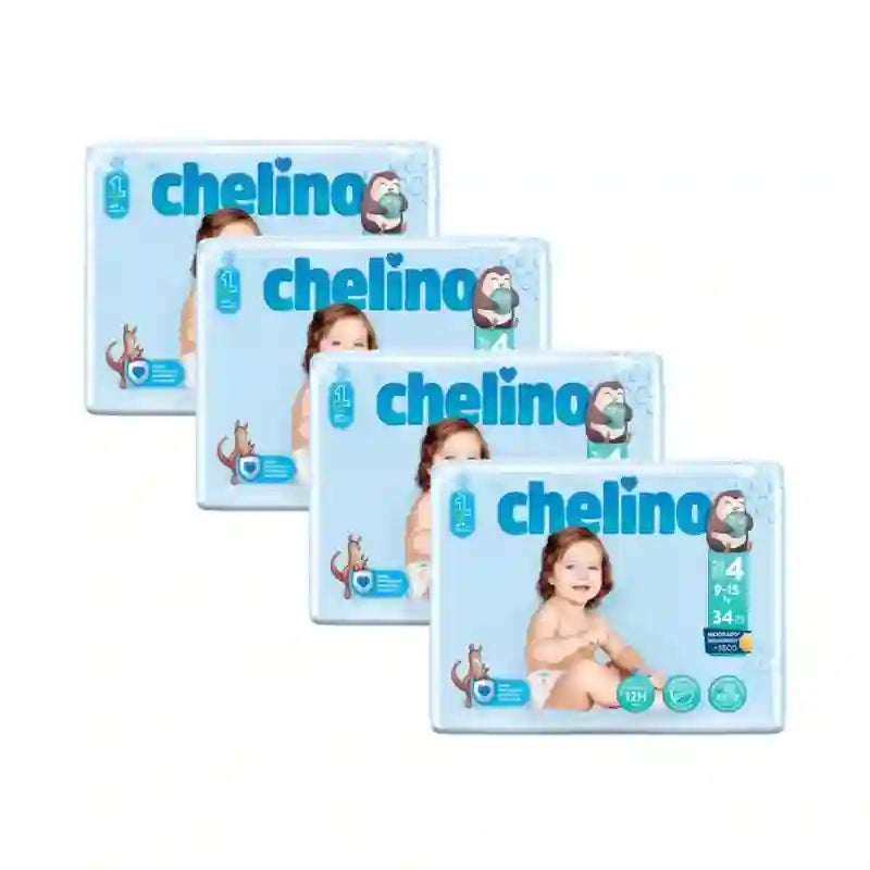 Chelino Pañal Talla 4 (9-15 Kg) , 4X34 Unidades