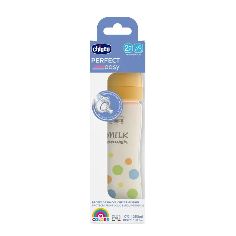 Chicco Biberón Perfecteasy Silicona Amarillo 250 Ml Flujo Medio 2M+