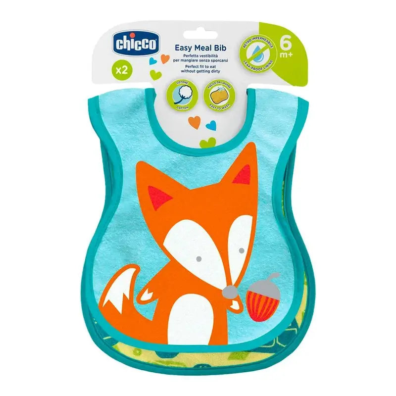 Chicco Set Baberos De Algodón Neutro 6M+ 2 Unidades