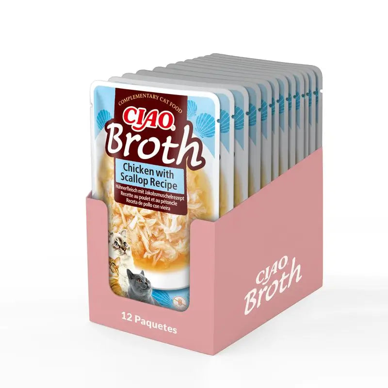 Churu Cat Broth Sopa Pollo Con Vieira En Sobre Para Gatos, 12 x 40gr