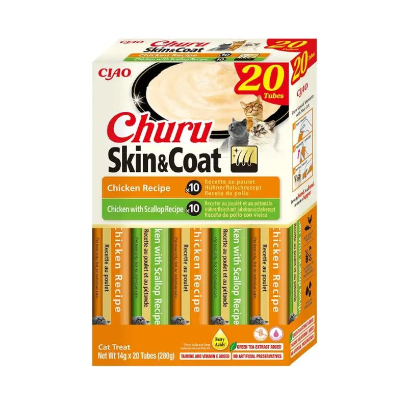 Churu Cat Variedades Skin&Coat Pollo, 20 Unidades