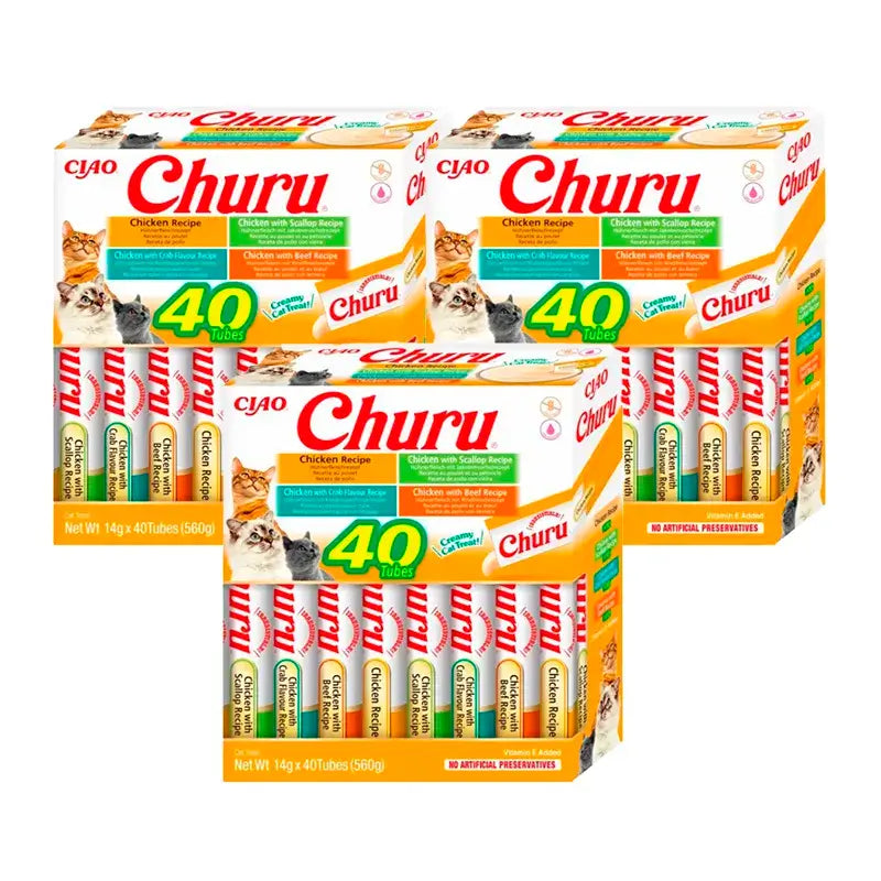 Churu Gatos Variedades de Pollo, Pack 3 x 40x14Gr