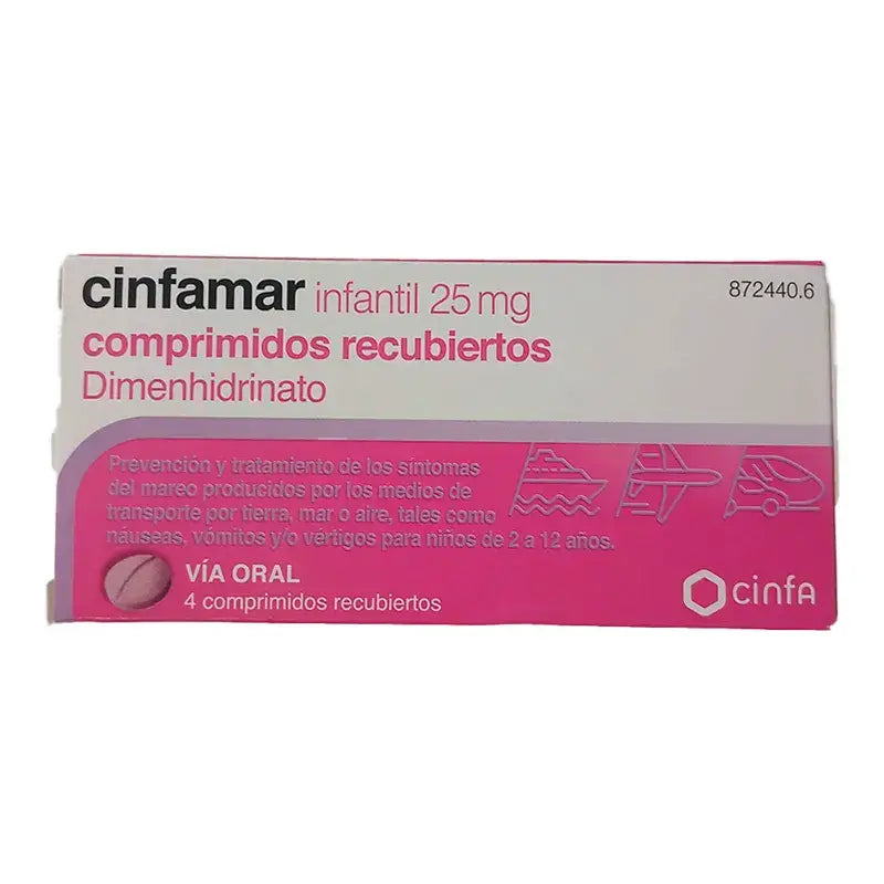 Cinfamar Infantil 4 comprimidos Recubiertos
