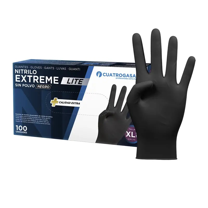 Cuatrogasa Guante Nitrilo Extreme Lite Negro Xl, 100 unidades
