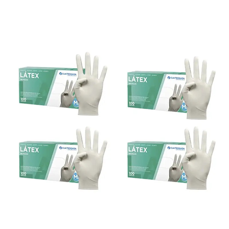Cuatrogasa Guantes Latex Sin Polvo Blanco Talla M, 4X100 Unidades