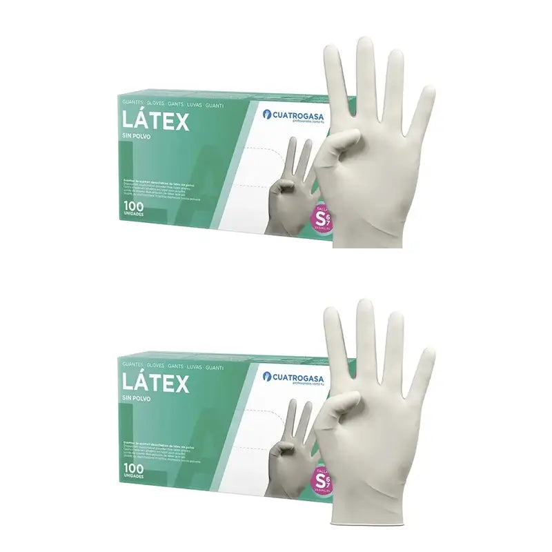 Cuatrogasa Guantes Latex Sin Polvo Blanco Talla S, 2X100 Unidades