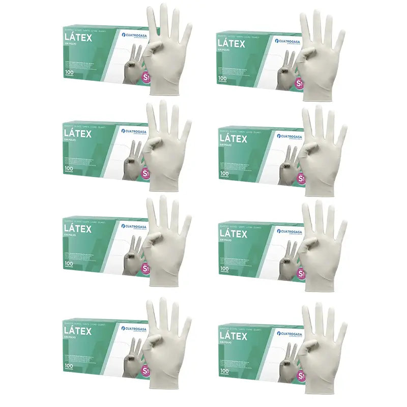 Cuatrogasa Guantes Latex Sin Polvo Blanco Talla S, 8X100 Unidades