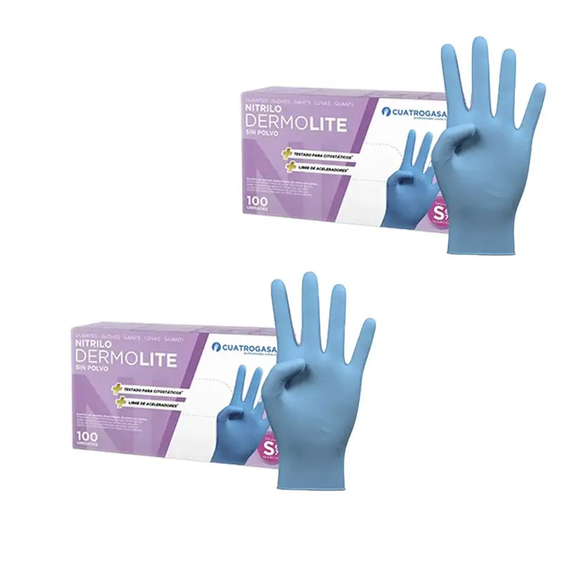 Cuatrogasa Guantes Vinilo Sin Polvo Azul Talla S, 2X100 Unidades