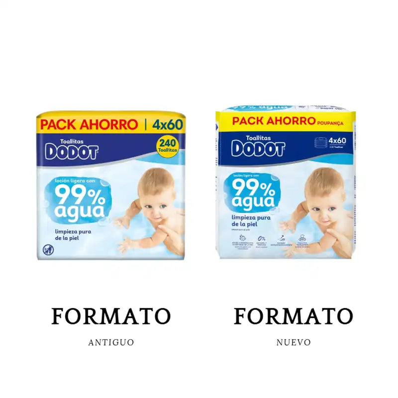 Dodot Toallitas 99% Aqua, 4x60, 240 unidades