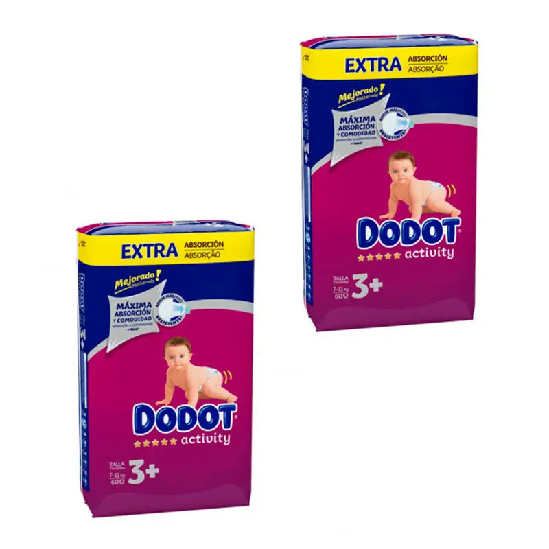 Dodot Pack 2X Activity Pañal Talla 3 (7-11Kg), 60 Unidades
