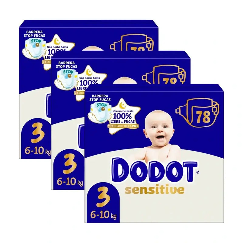 Dodot Pañal Sensitive Jumbo Pack Talla 3 , 3X78 Unidades