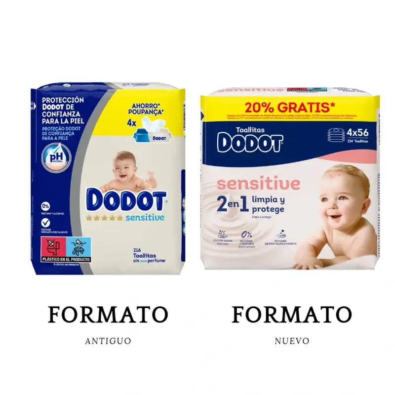 Dodot Toallitas Sensitive, 4x56, 224 unidades (20% GRATIS)