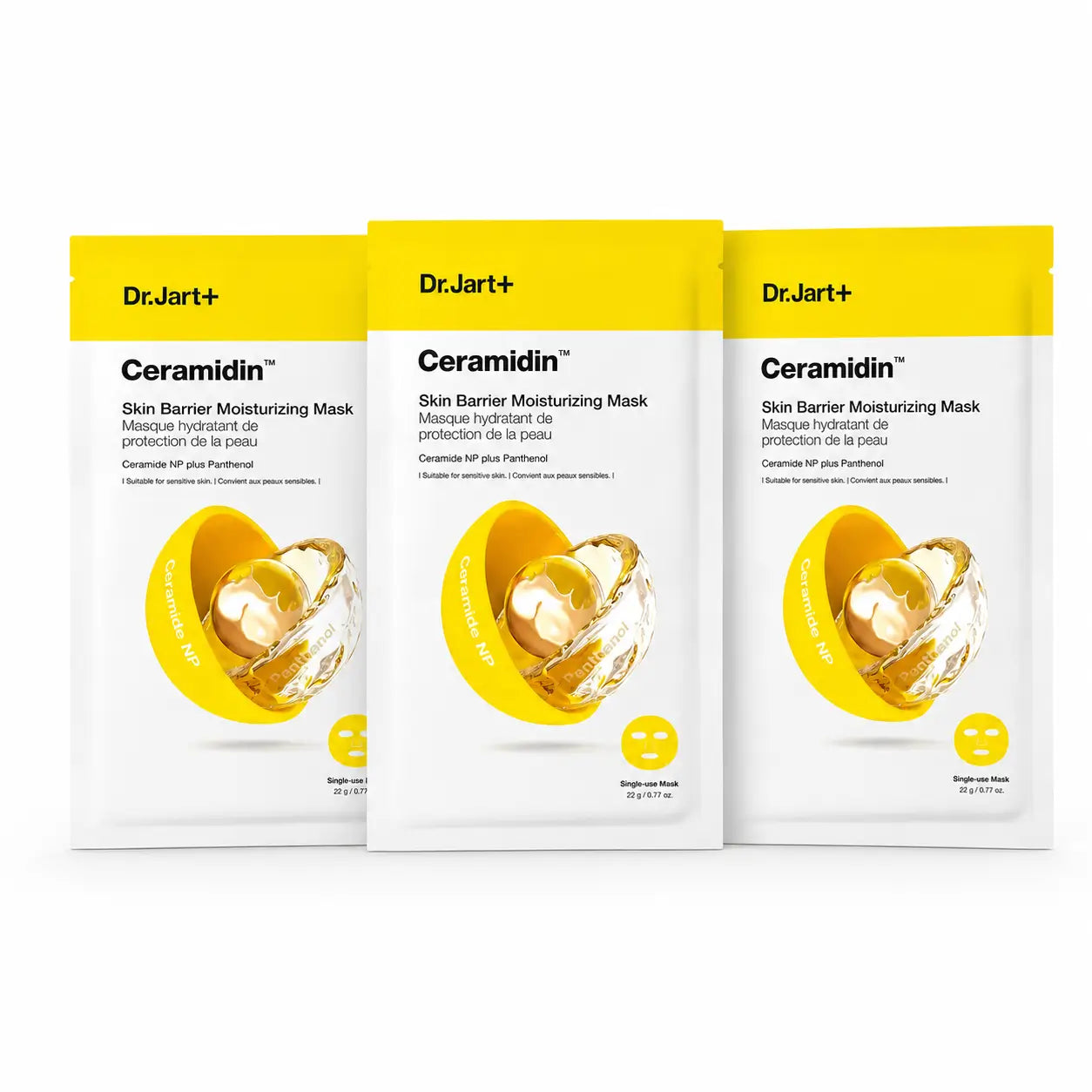 Dr.Jart+ Ceramidin Mascarilla Hidratante De Protección De La Piel, 22 Gr , pack 3