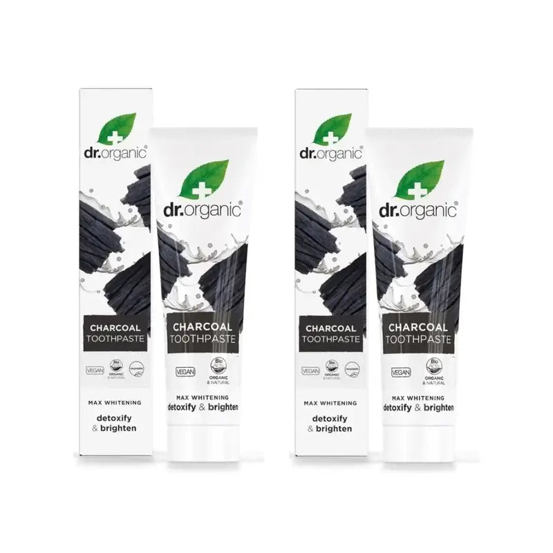 Dr.Organic Carbon Activado Pasta De Dientes Blanqueante, 2X100 Ml