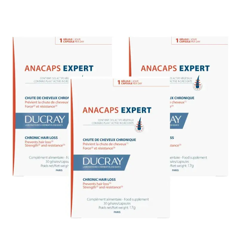 Ducray Anacaps Expert Complemento Anticaída, Pack 3 x 30 Cápsulas