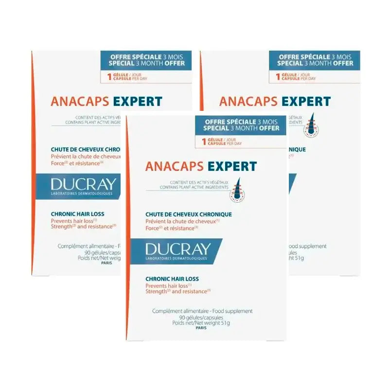 Ducray Anacaps Expert, Pack 3 x 90 cápsulas