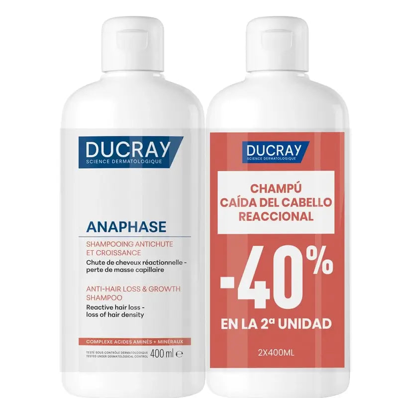 Ducray Anaphase Reactive Champú Anticaída y Crecimiento Pack Dúo 2x400ml