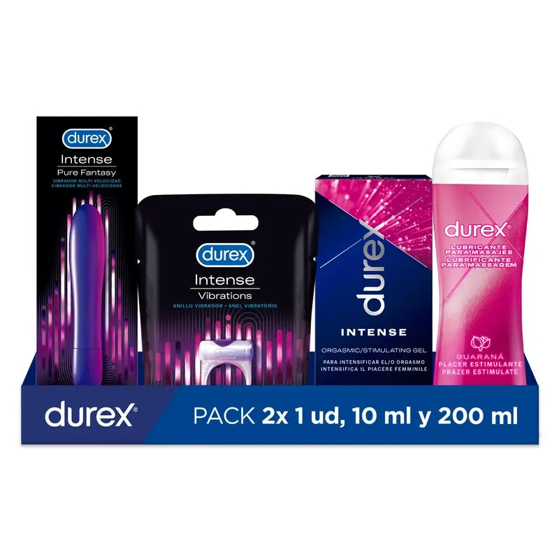 Durex Big Pack Vibrador Intense Orgasmic + Anillo Vibrador Intense + Gel Intense + Lubricante Play Massage
