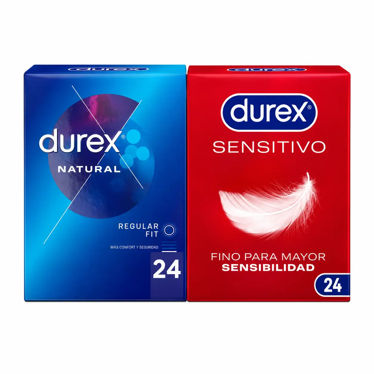 Durex Pack Preservativos Natural Plus, 24 Unidades + Sensitivo Suave, 24 Unidades