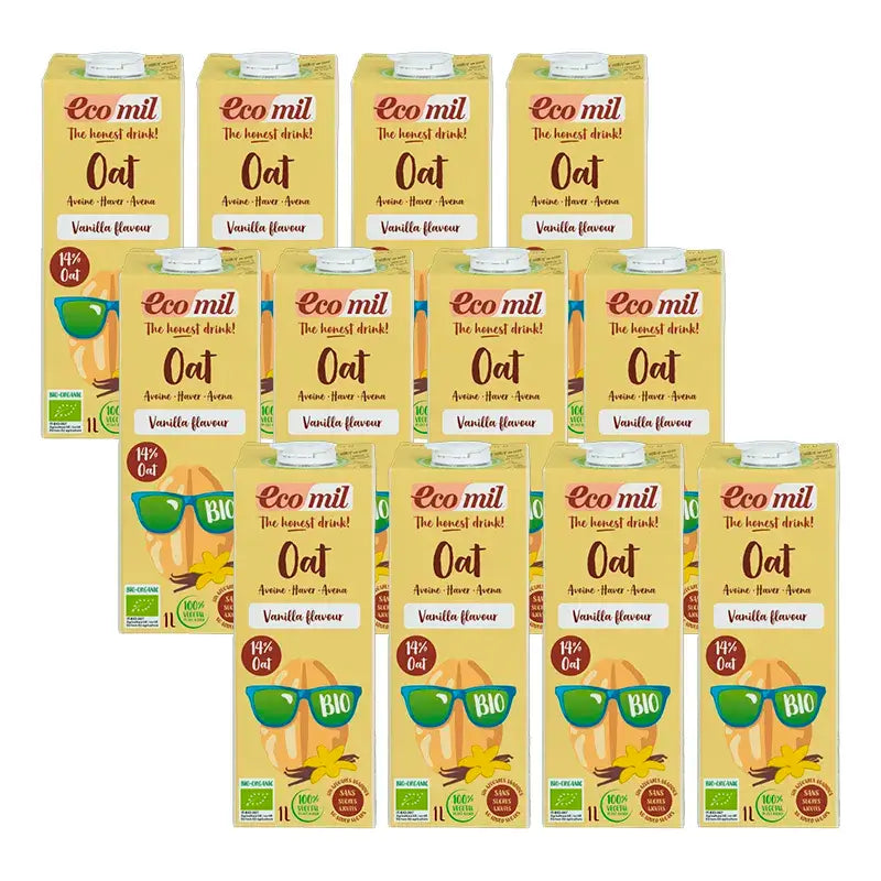 Ecomil Bebida Vegetal Sabor Vainilla Bio Tetrabrik, Pack 12 x 1 litro
