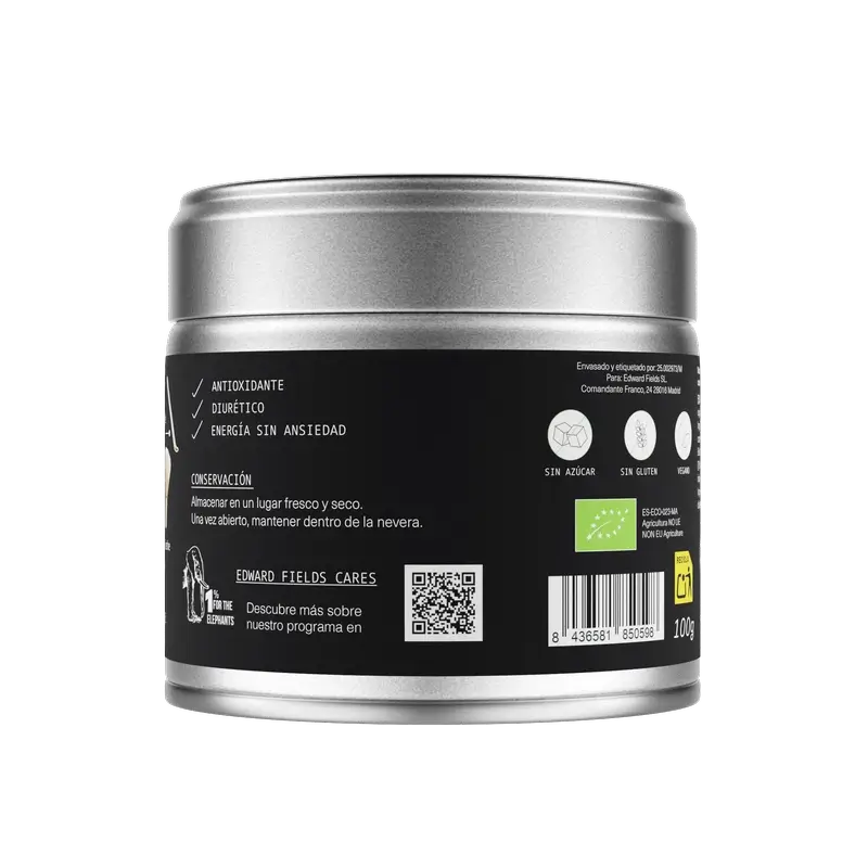 Edward Fields Tea Té Matcha Premium Ecológico Japones Grado Ceremonial, 100 gr