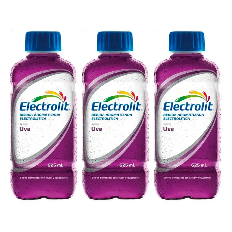 Electrolit Bebida Electrolítica Uva, Pack 3 x 625 ml
