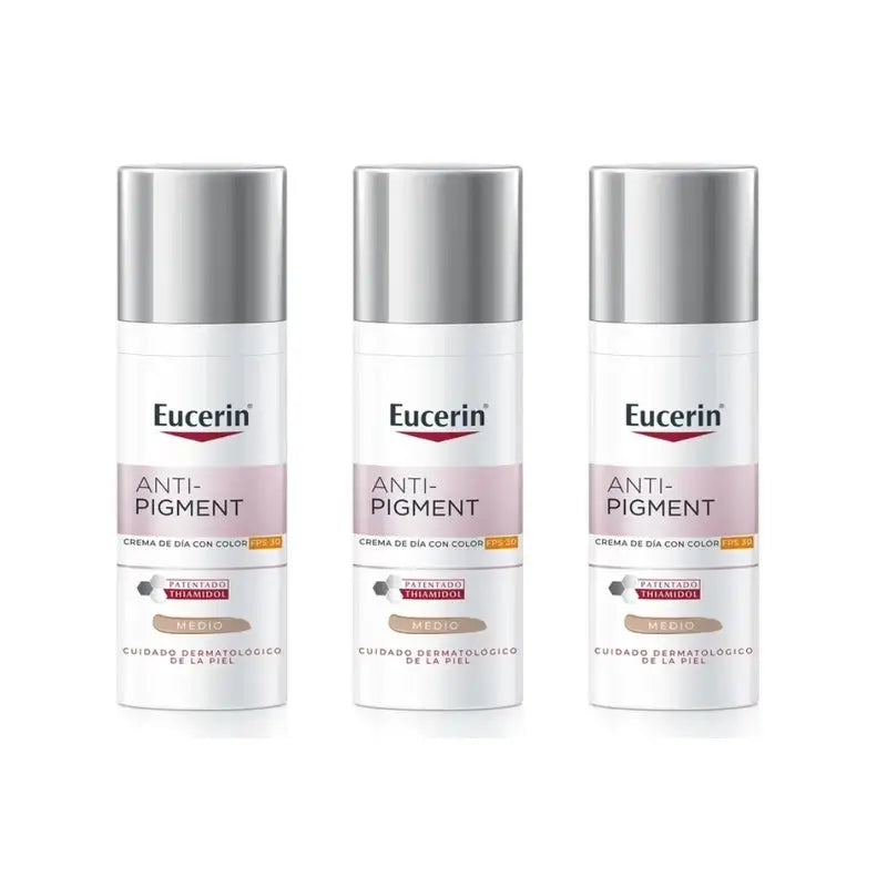 Eucerin Anti-Pigment Solar Crema De Día Spf30 Con Color, 3X50Ml