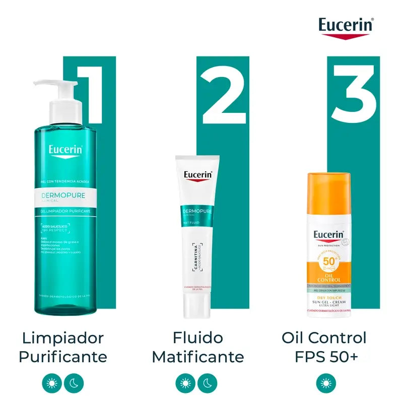 Eucerin Dermopure Fluido Facial Hidratante Matificante, 50 ml