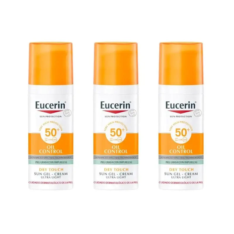 Eucerin Oil Control Dry Touch Solar Gel Spf 50+, 3X50 Ml