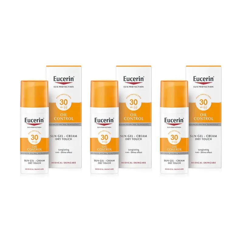 Eucerin Oil Control Solar Gel Toque Seco Spf30+, 3X50 Ml