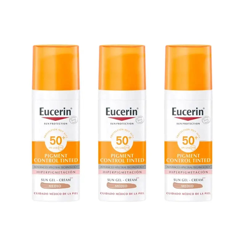 Eucerin Solar Pigment Control Tinted Spf50+ Tono Medio, 3X50Ml
