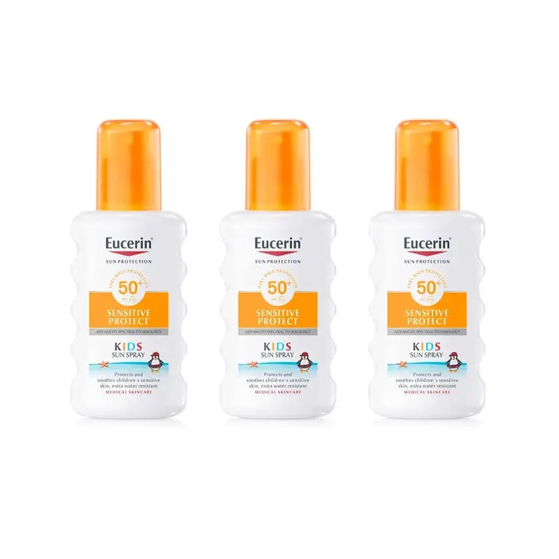 Eucerin Solar Sensitive Protect Kids Spray Infantil Spf50+, 3X200 Ml