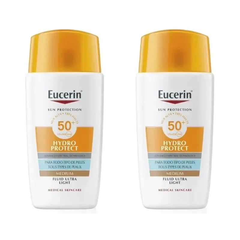 Eucerin Sun Face Hydro Protect Fluid FPS50+Tinted Medio, 2x50 ml