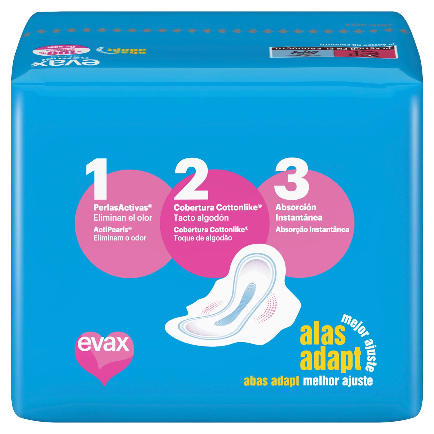 Evax Cottonlike Compresas Normal Día Con Alas , 19 unidades