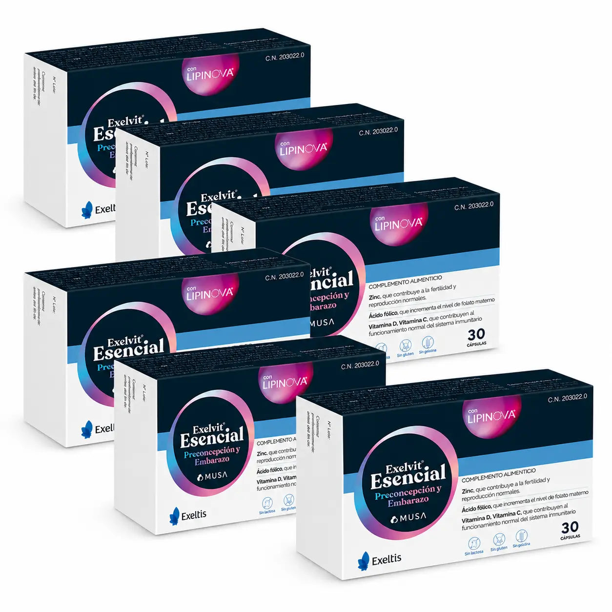 Exelvit Esencial Preconcepción y Embarazo, 6x30 Cápsulas