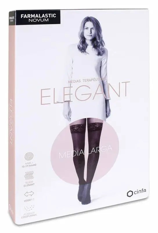 Farmalastic Novum Elegant Larga De Compresión Ligera Color Caviar, Talla 3